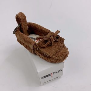 Minnetonka Leather Shoe Keychain Brown Keyring New in box